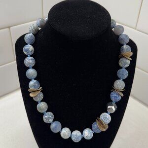 Blue Crackle Agate Stone Necklace